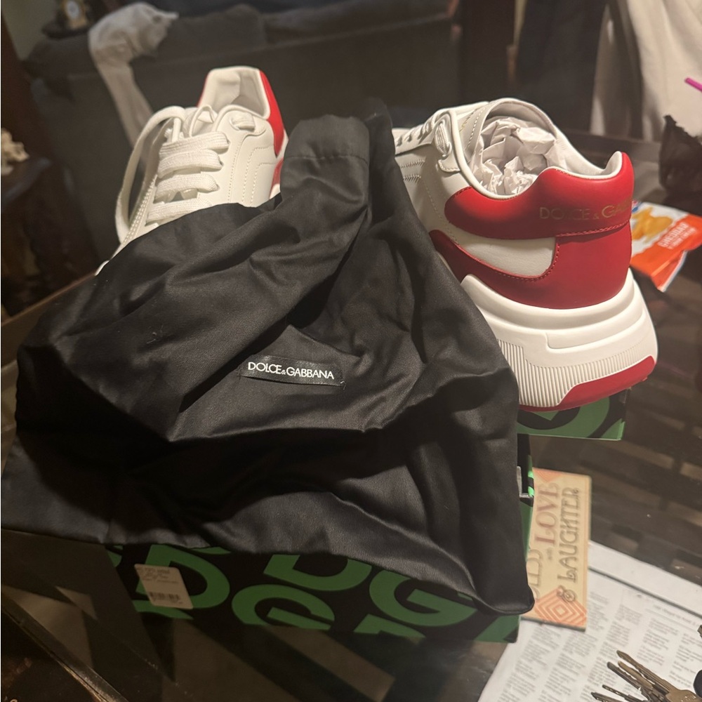 Dolce & Gabbana Red and White Athletic Shoes
